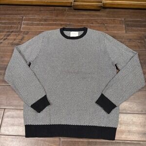 Saturdays NYC Sweater Raglan Wool Herringbone‎ | Black White | Size Small